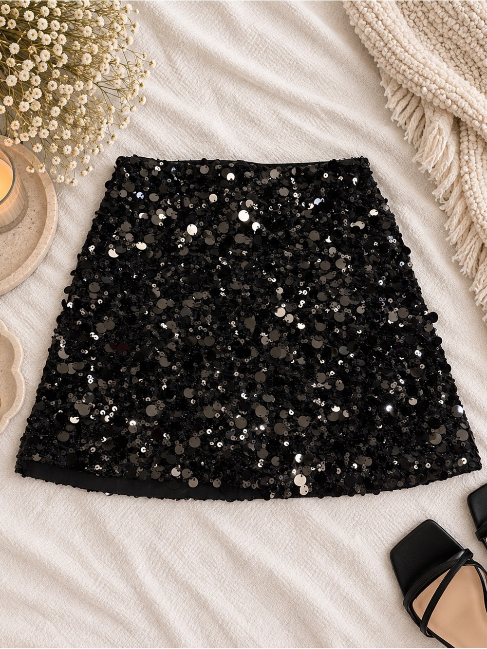 NWT Abercrombie & Fitch Black Sequin Mini Skirt